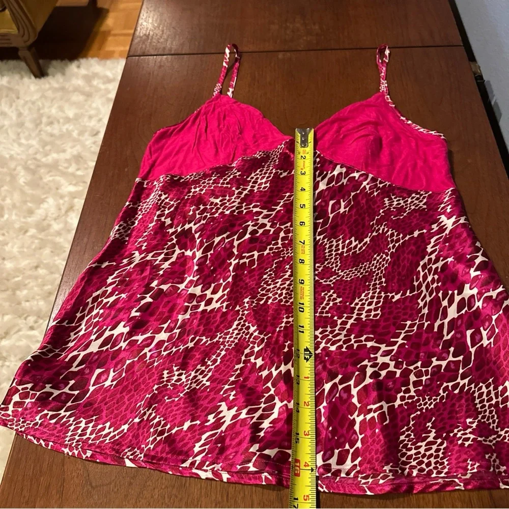 Natori Cruz Satin Snake / Leapord Print Pajama Set Hot Pink Maroon Cream L? - Picture 11 of 14